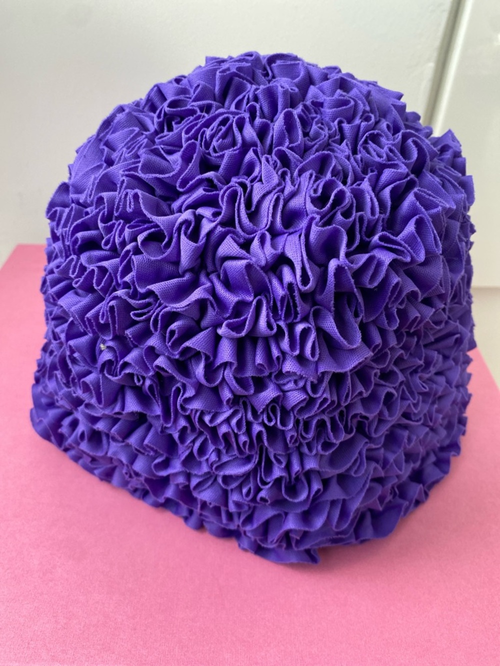 Purple Ruffle Swim Cap